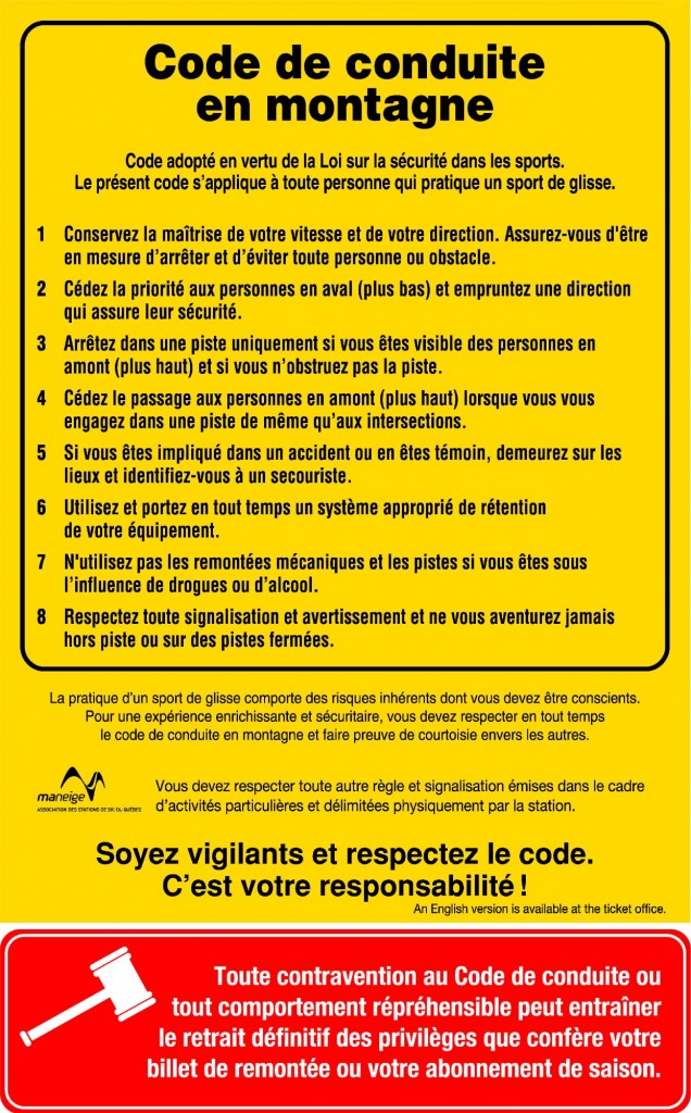 Code Conduite Quebec Code de Conduite – Patrouille canadienne de ski